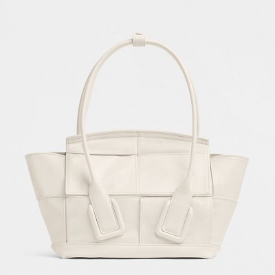 Bottega Veneta Mini Arco Bag In White Intrecciato Leather LDBS244054