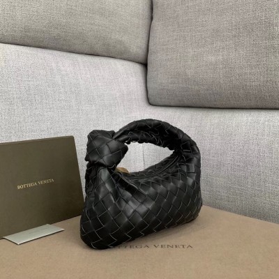 Bottega Veneta Mini BV Jodie Bag In Black Woven Leather LDBS244055