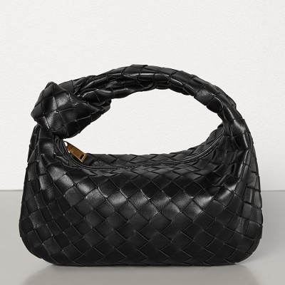 Bottega Veneta Mini BV Jodie Bag In Black Woven Leather LDBS244055