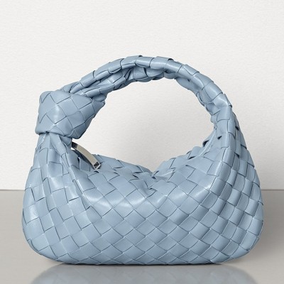 Bottega Veneta Mini BV Jodie Bag In Light Blue Woven Leather LDBS244060