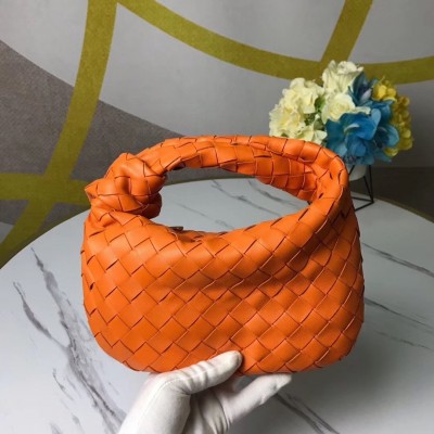 Bottega Veneta Mini BV Jodie Bag In Orange Woven Leather LDBS244062