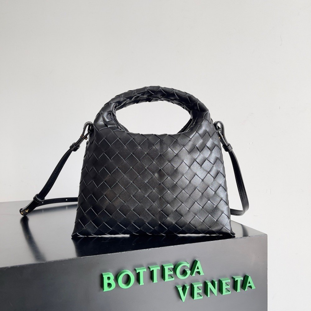 Bottega Veneta Mini Hop Bag in Black Intrecciato Calfskin LDBS244078