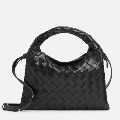 Bottega Veneta Mini Hop Bag in Black Intrecciato Calfskin LDBS244078