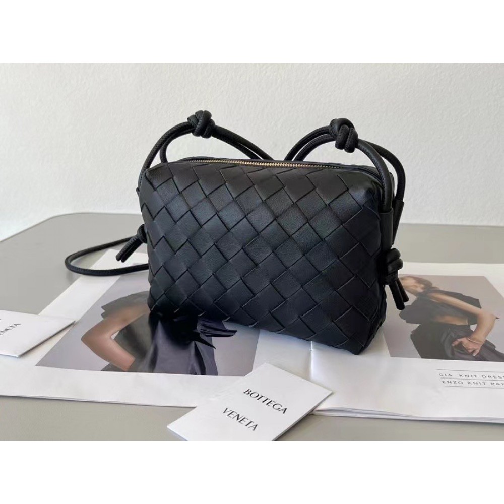 Bottega Veneta Mini Loop Bag In Black Intrecciato Lambskin LDBS244080