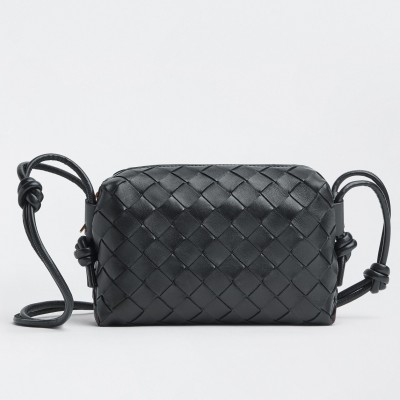 Bottega Veneta Mini Loop Bag In Black Intrecciato Lambskin LDBS244080