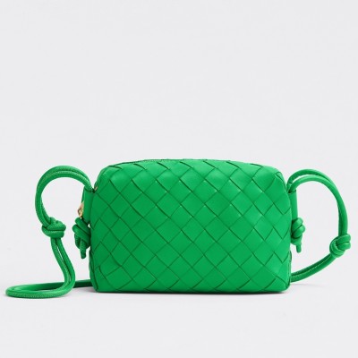 Bottega Veneta Mini Loop Bag In Green Intrecciato Lambskin LDBS244082