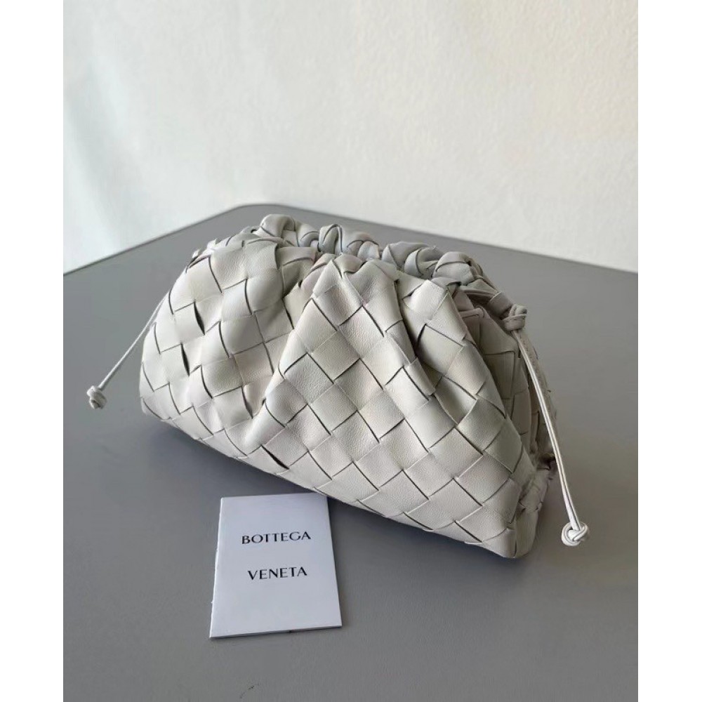 Bottega Veneta Mini Pouch In White Intrecciato Lambskin LDBS244102