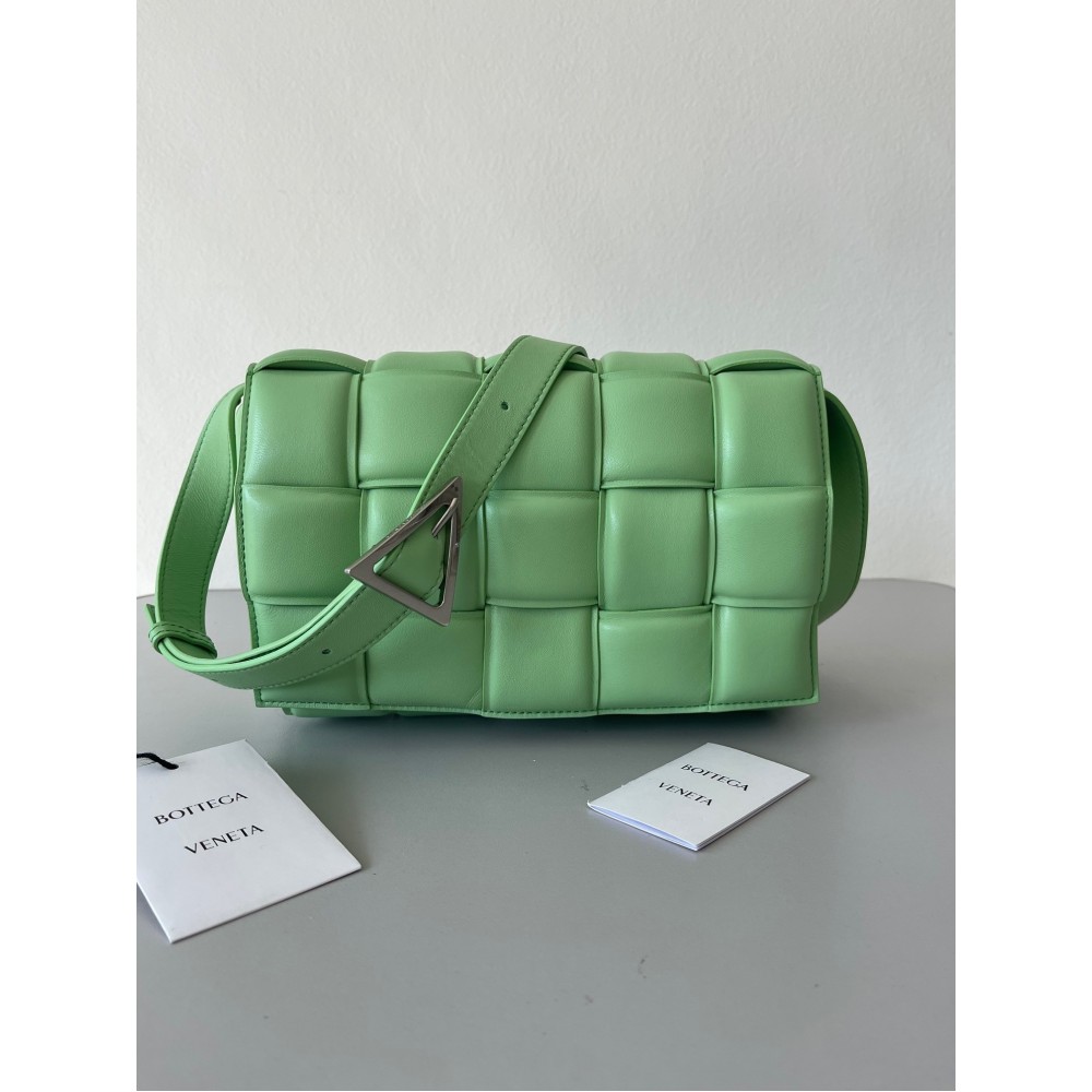 Bottega Veneta Padded Cassette Bag In Acid Green Lambskin LDBS244125