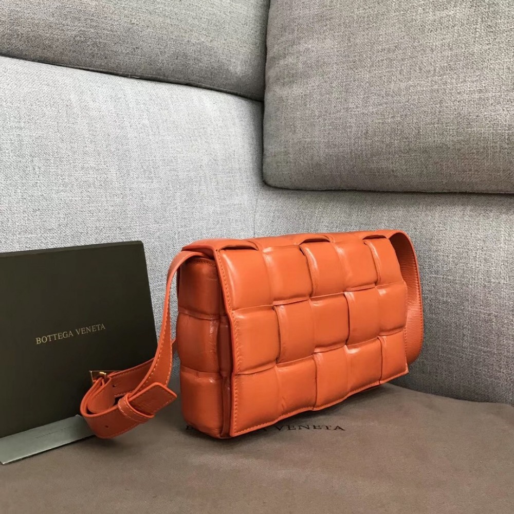 Bottega Veneta Padded Cassette Bag In Orange Calfskin LDBS244143