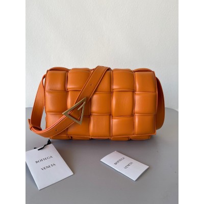 Bottega Veneta Padded Cassette Bag In Orange Lambskin LDBS244144