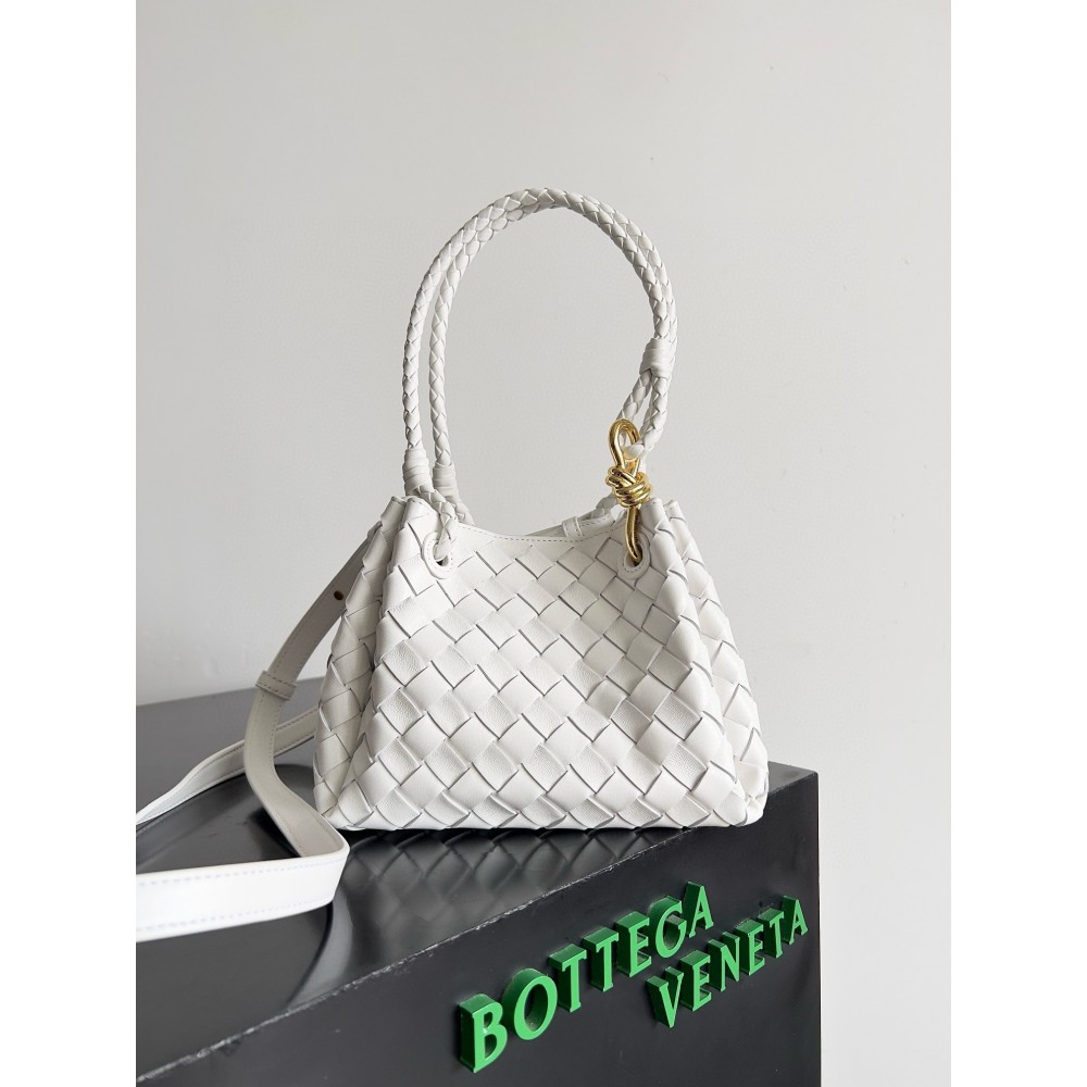 Bottega Veneta Parachute Small Bag in White Intrecciato Lambskin LDBS244163