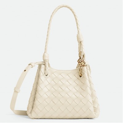 Bottega Veneta Parachute Small Bag in White Intrecciato Lambskin LDBS244163