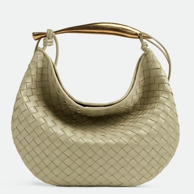 Bottega Veneta Sardine Medium Bag in Travertine Intrecciato Lambskin LDBS244171