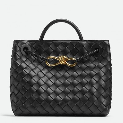 Bottega Veneta Small Andiamo Bag In Black Intrecciato Lambskin LDBS244184