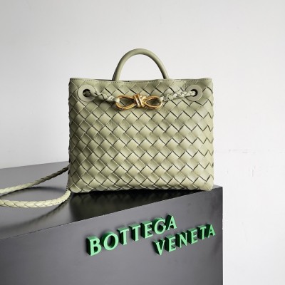 Bottega Veneta Small Andiamo Bag In Travertine Intrecciato Lambskin LDBS244188