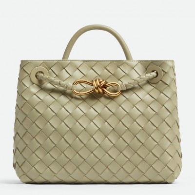 Bottega Veneta Small Andiamo Bag In Travertine Intrecciato Lambskin LDBS244188