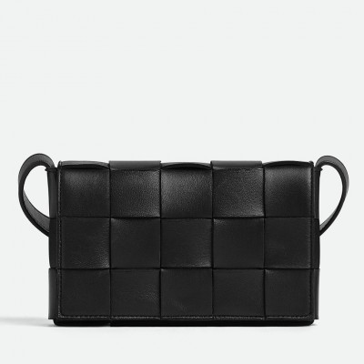 Bottega Veneta Small Cassette Bag In Black Intrecciato Lambskin LDBS244193