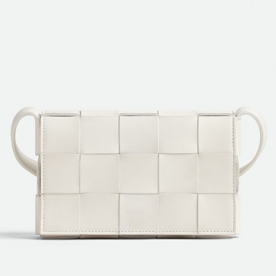 Bottega Veneta Small Cassette Bag In White Intrecciato Lambskin LDBS244196