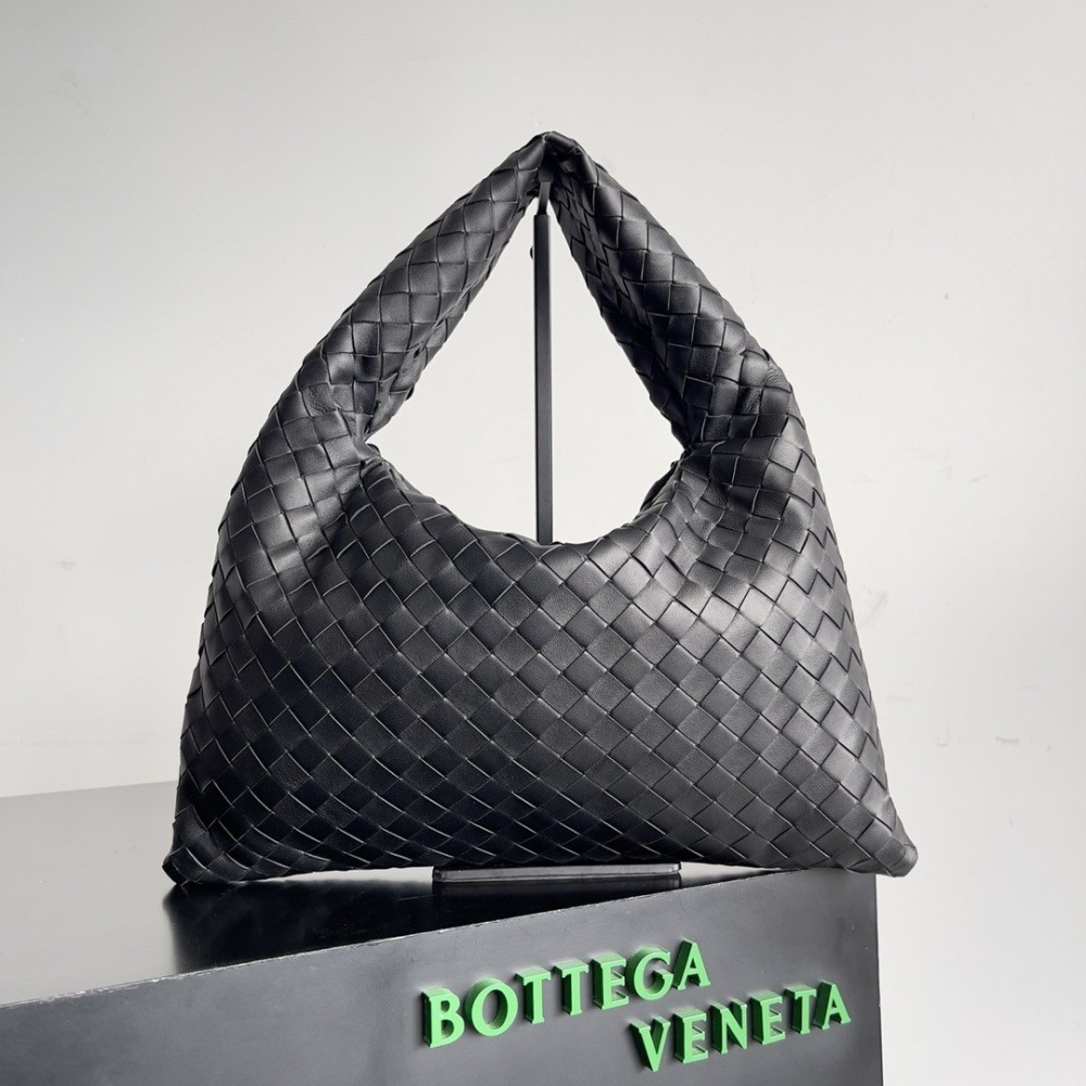 Bottega Veneta Small Hop Bag in Black Intrecciato Calfskin LDBS244202