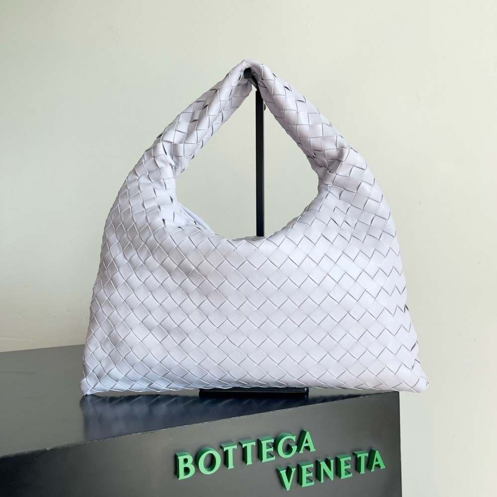 Bottega Veneta Small Hop Bag in Oyster Intrecciato Calfskin LDBS244203