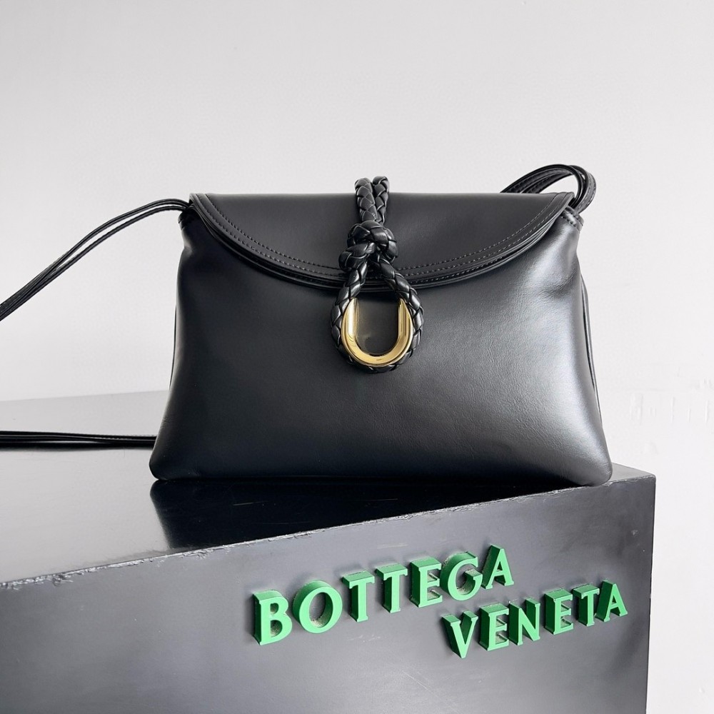 Bottega Veneta Small Liberta Bag in Black Calfskin LDBS244205