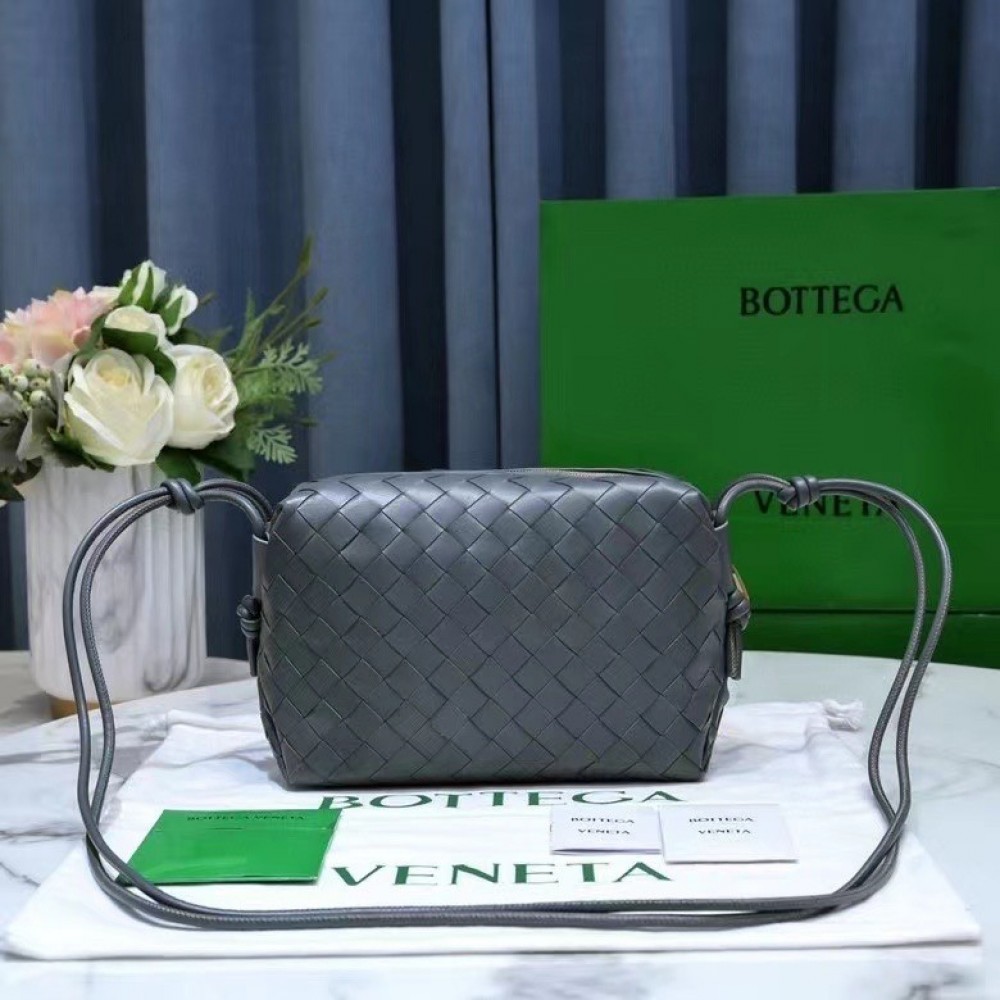 Bottega Veneta Small Loop Bag In Thunder Intrecciato Lambskin LDBS244211