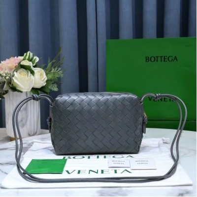 Bottega Veneta Small Loop Bag In Thunder Intrecciato Lambskin LDBS244211