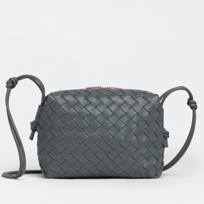 Bottega Veneta Small Loop Bag In Thunder Intrecciato Lambskin LDBS244211