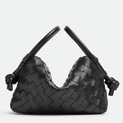 Bottega Veneta Small Loop Crossbody Bag In Black Intrecciato Lambskin LDBS244212