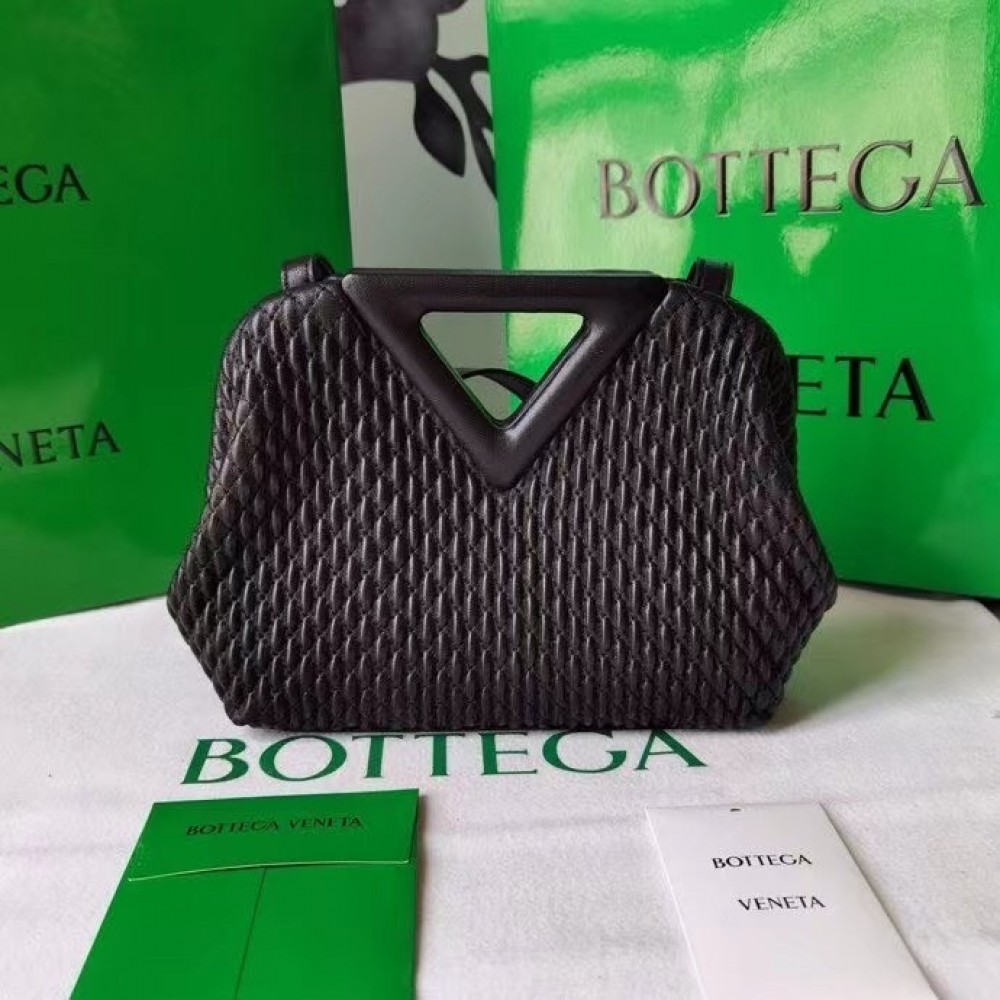 Bottega Veneta Small Point Bag In Black Quilted Leather LDBS244219