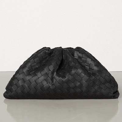 Bottega Veneta The Pouch Clutch In Black Intrecciato Leather LDBS244258