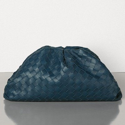 Bottega Veneta The Pouch Clutch In Dark Blue Intrecciato Leather LDBS244261