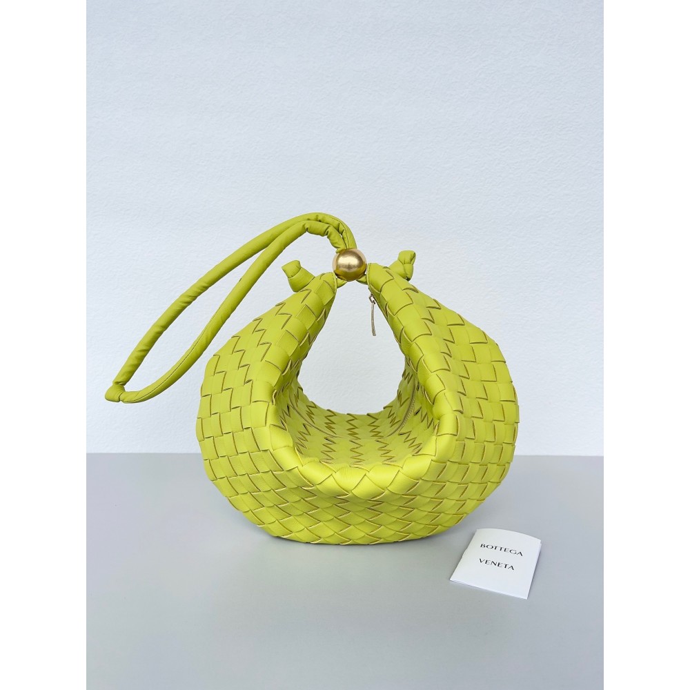 Bottega Veneta Turn Bag In Acid Kiwi Intrecciato Lambskin LDBS244275