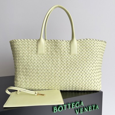 Bottega Veneta Cabat Large Bag In Zest Washed Intrecciato Lambskin