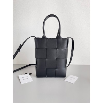 Bottega Veneta Cassette Mini Tote Bag In Black Lambskin