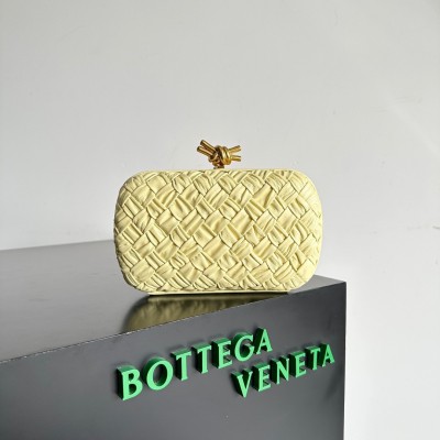 Bottega Veneta Knot Minaudiere Clutch In Ice Cream Foulard Intreccio Leather