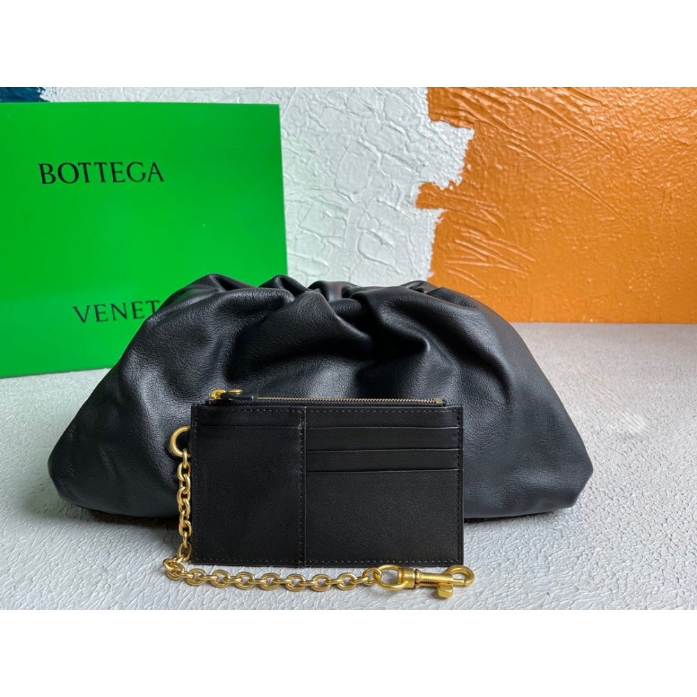 Bottega Veneta Large Pouch Clutch Bag In Black Calfskin