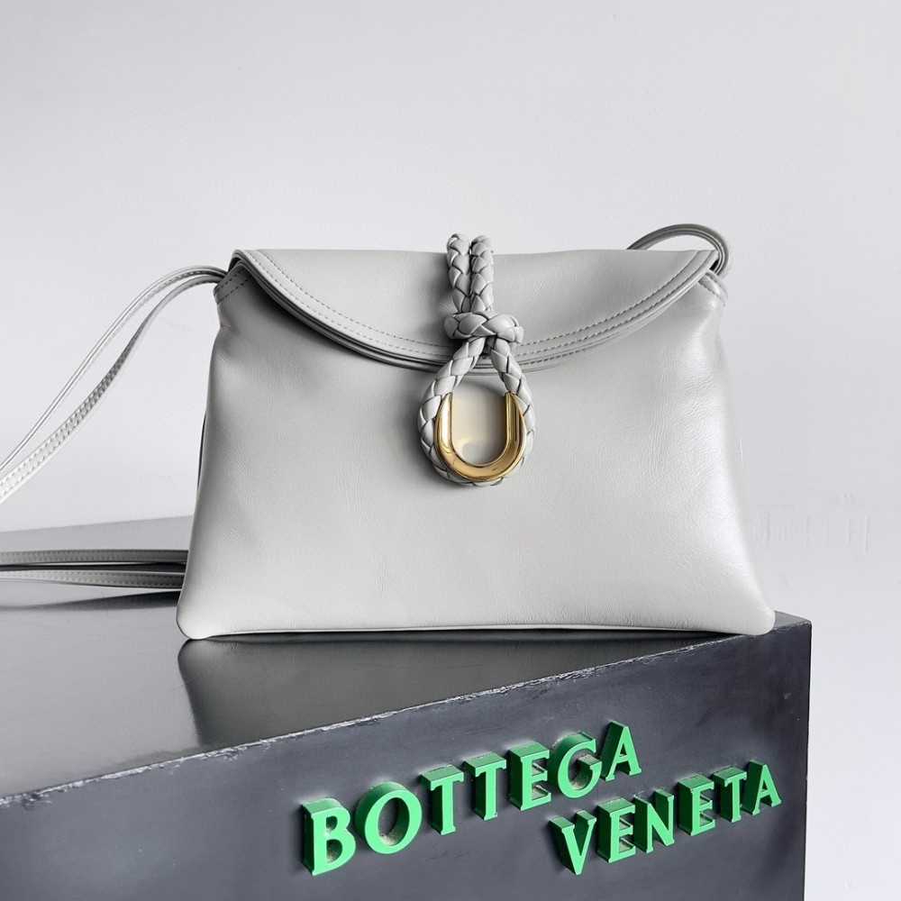 Bottega Veneta Medium Liberta Bag in Grey Calfskin