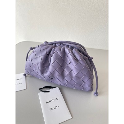 Bottega Veneta Mini Pouch with Strap in Wisteria Intrecciato Lambskin