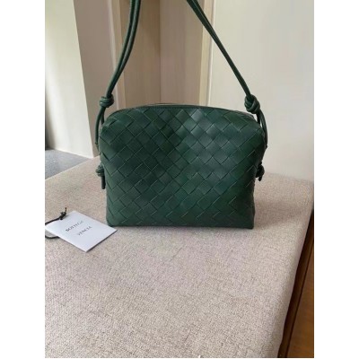 Bottega Veneta Small Loop Bag In Raintree Intrecciato Lambskin