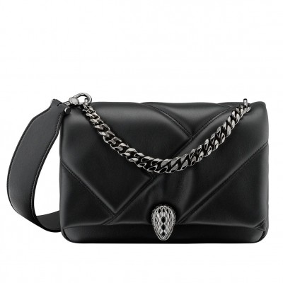 Bvlgari Serpenti Cabochon Small Bag In Black Calfskin LDBS243419