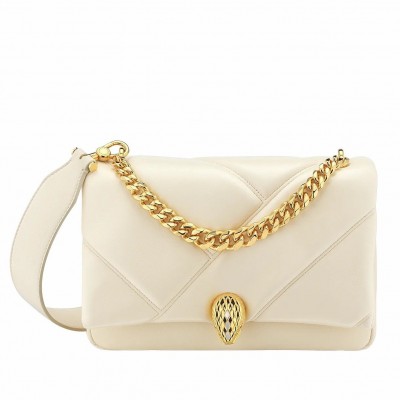 Bvlgari Serpenti Cabochon Small Bag In White Leather LDBS243388