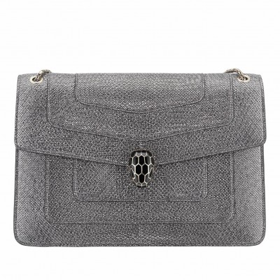 Bvlgari Serpenti Forever Large Shoulder Bag In Grey Karung Leather LDBS243415