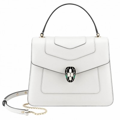 Bvlgari Serpenti Forever Medium Bag In White Calfskin LDBS243390