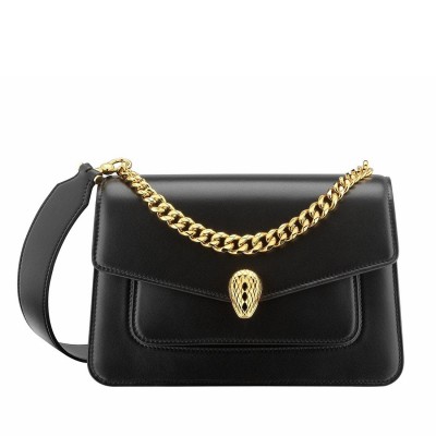 Bvlgari Serpenti Forever Medium Crossbody Bag with Chain Black LDBS243395