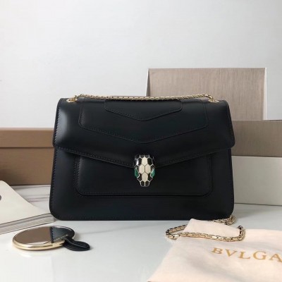 Bvlgari Serpenti Forever Medium Shoulder Bag In Black Calfskin LDBS243413