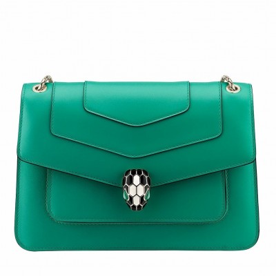 Bvlgari Serpenti Forever Medium Shoulder Bag In Green Calfskin LDBS243418