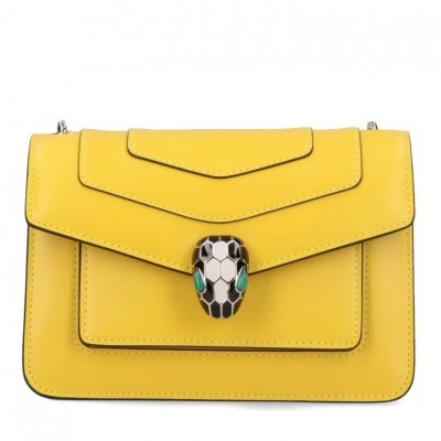 Bvlgari Serpenti Forever Medium Shoulder Bag in Yellow Calfskin LDBS243429