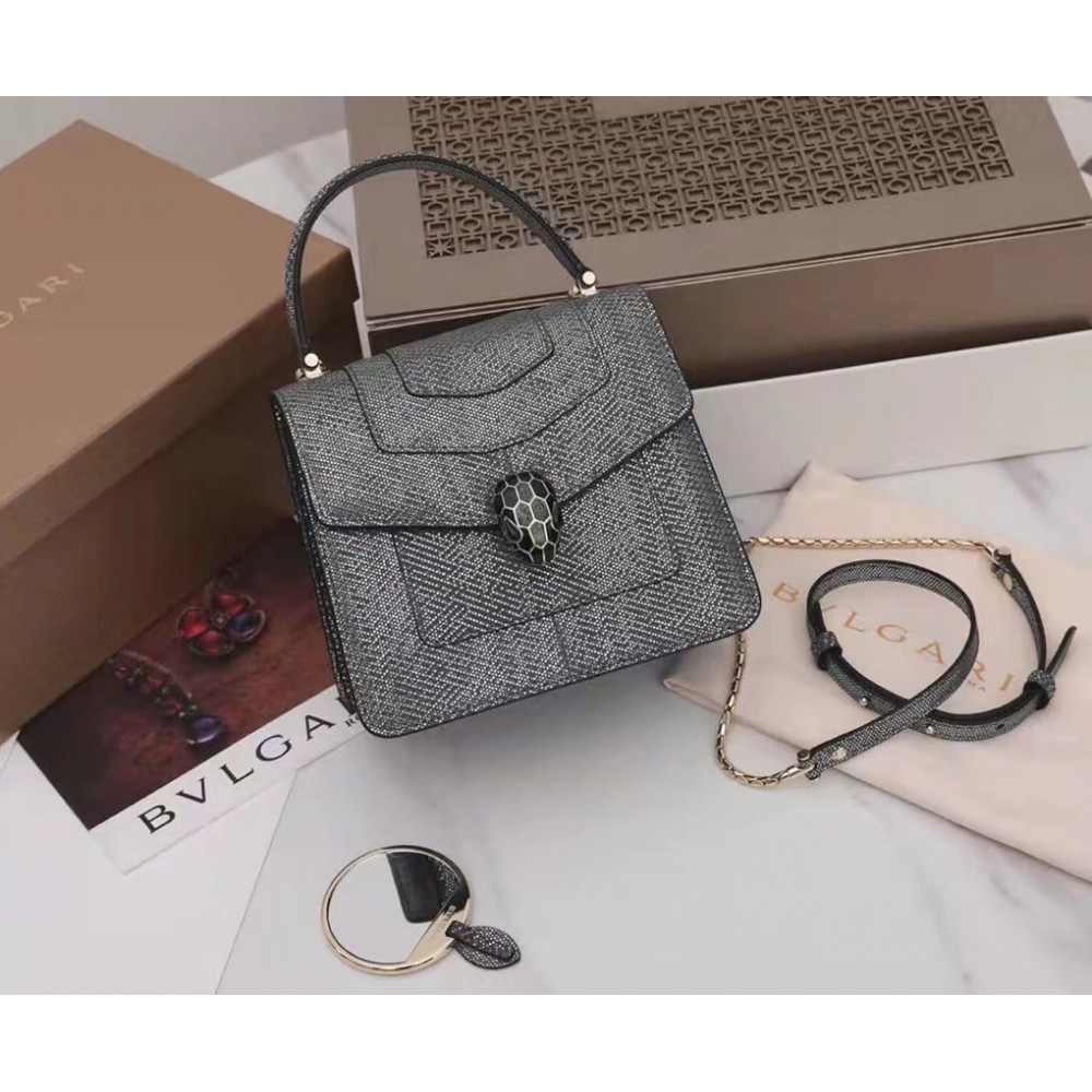 Bvlgari Serpenti Forever Small Bag In Grey Karung Leather LDBS243448