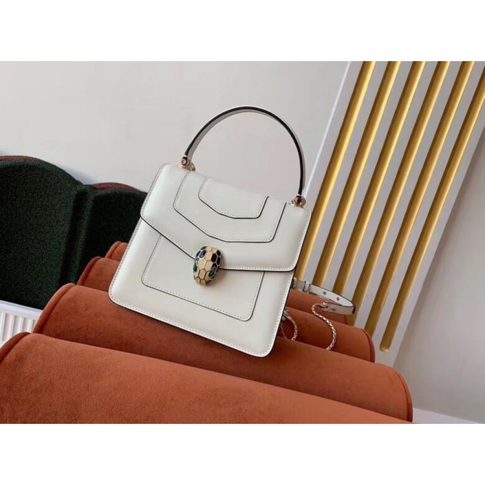 Bvlgari Serpenti Forever Small Bag In White Calfskin LDBS243459